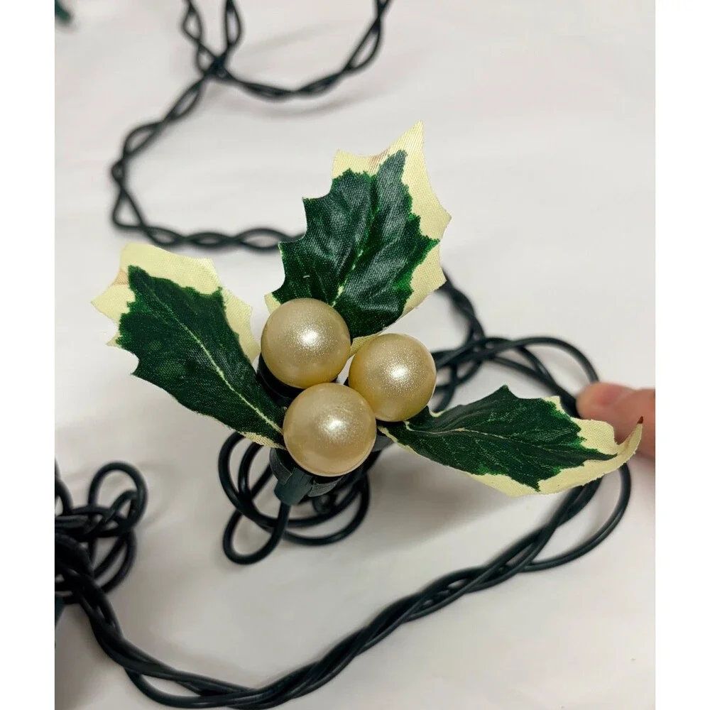 Restoration Hardware Vintage Holly Lights Christmas String Lights Pearl Berries